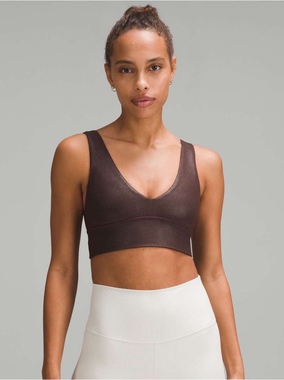 Lululemon Align Ribbed V-Neck Bra Light Support, A/B Cup Shine - Expresso